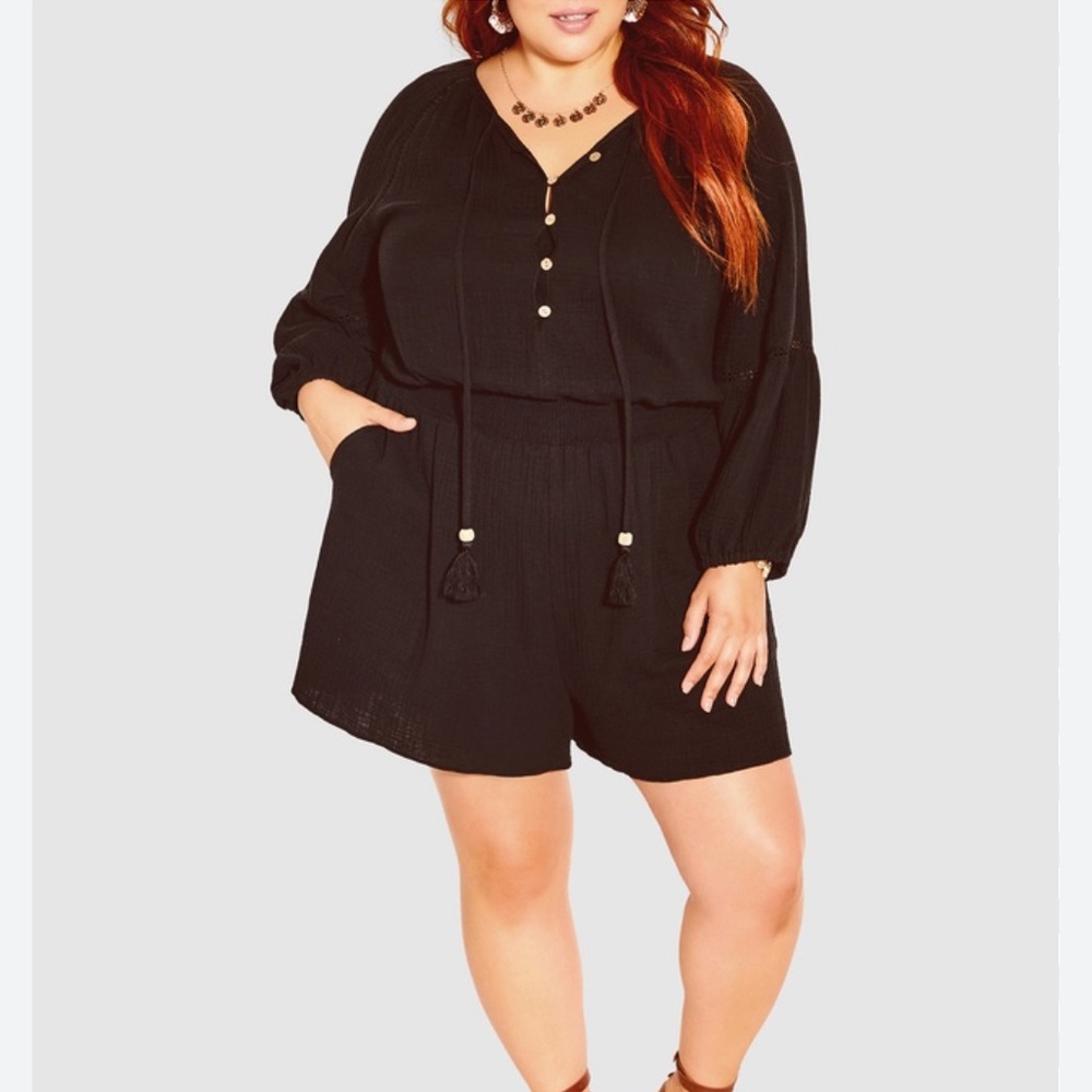 NWT Starling Reine Black Simply Free Boho Playsuit Sz 16